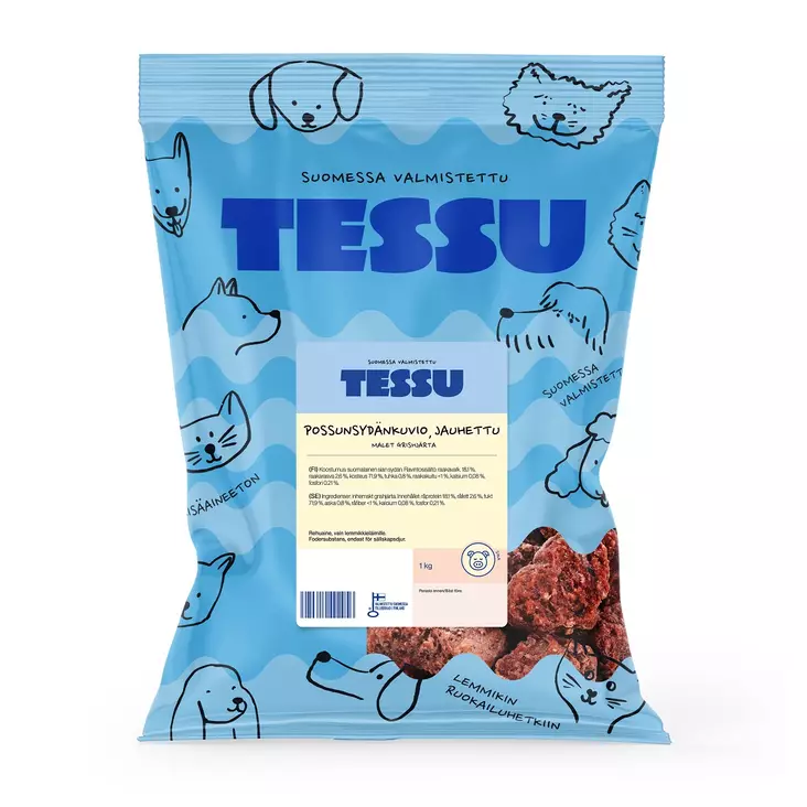 Tessu Possunsydänkuvio, jauhettu 1kg - POSSU raakaruoat - 6420614792476 - 1